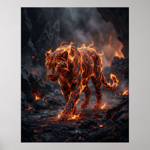Feuer Panther Glut Schatten Poster