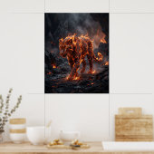 Feuer Panther Glut Schatten Poster (Küche)