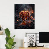 Feuer Panther Glut Schatten Poster (Heimbüro)