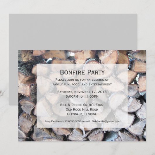 Feuer-Party Einladung (Vorne/Hinten)