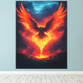 Feuer Phoenix aufstrebende Canvas Print Leinwanddruck (Insitu (Holzboden))