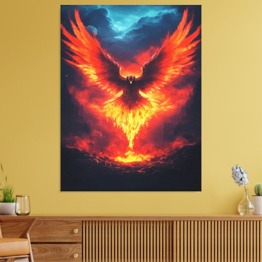 Feuer Phoenix aufstrebende Canvas Print Leinwanddruck (Insitu (Wohnzimmer))