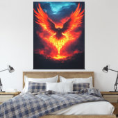 Feuer Phoenix aufstrebende Canvas Print Leinwanddruck (Insitu (Schlafzimmer))