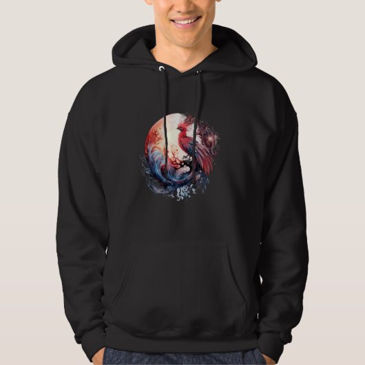 Feuer Phoenix Bird Sakura Tree Mythischer Vogel Mo Hoodie (Vorderseite)