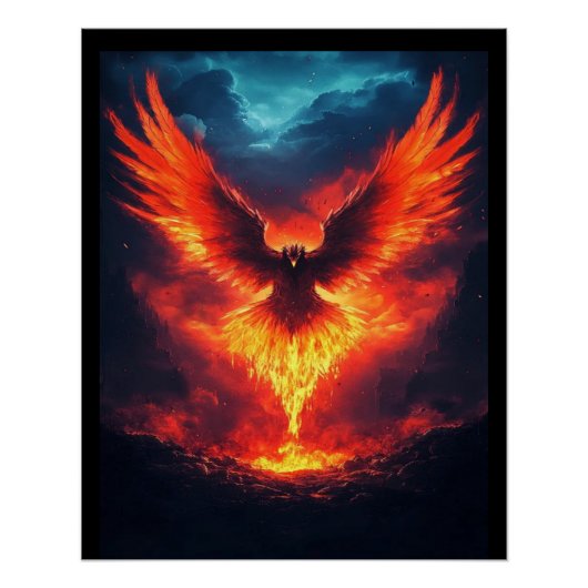 Feuer Phoenix steigt, anpassbar Poster (Vorderseite)