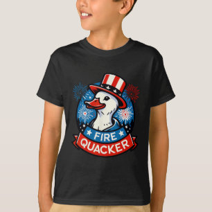 Feuer Quacker Lustiger Vierter Juli Ente Patriotis T-Shirt