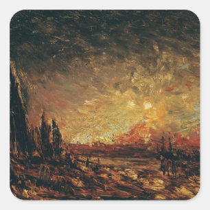 Feuer Quadratischer Aufkleber