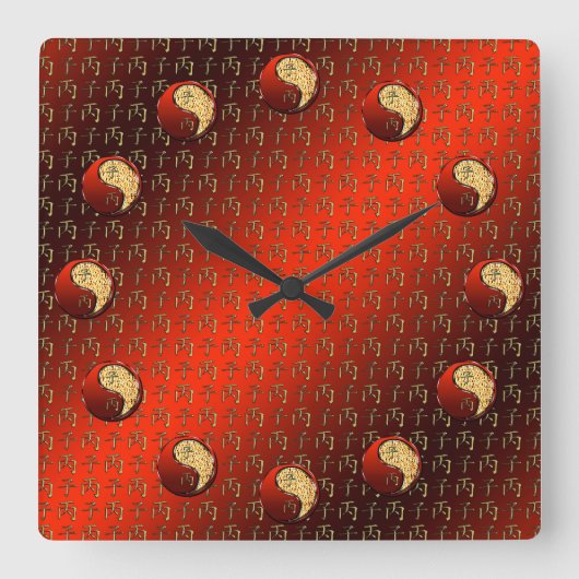 Feuer Ratte Quadratische Wanduhr (Vorderseite)