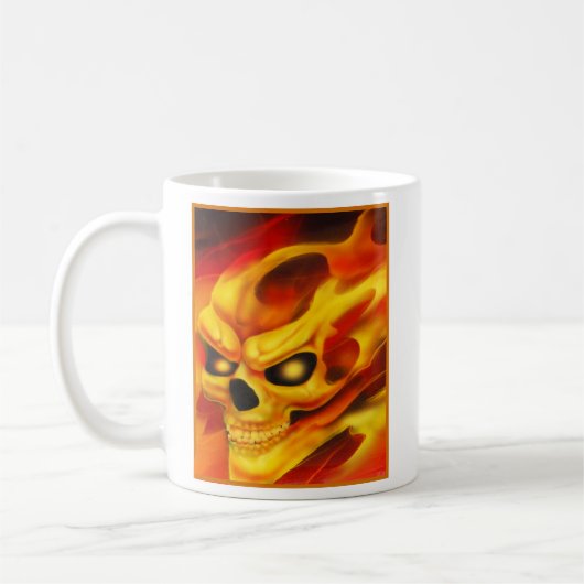 Feuer-Schädel-Tasse Kaffeetasse (Links)