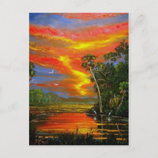 Feuer Sky Sunset Postkarte (Vorderseite)