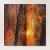 Feuer Sonnenuntergang Ozeanwelle Puzzle (Horizontal)