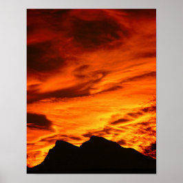 Feuer-Sonnenuntergang-Poster Poster