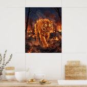 Feuer Tiger Brennende Wildnis Poster (Küche)
