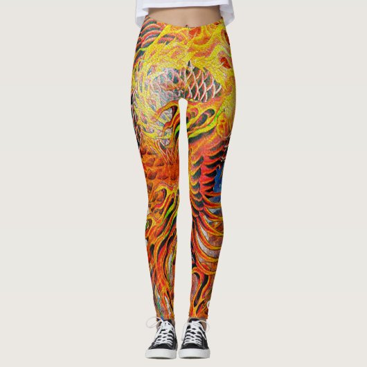 Feuer-Tiger Koi Leggings (Vorderseite)