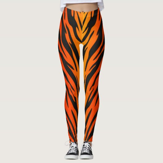 Feuer-Tiger-Streifen-Tierdruck Leggings (Vorderseite)