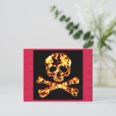 Feuer-Totenkopf mit gekreuzter Knochen Postkarte (Stehend Vorderseite)