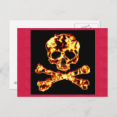 Feuer-Totenkopf mit gekreuzter Knochen Postkarte (Vorne/Hinten)