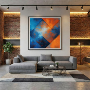 Feuer und blaue Abstraktion Leinwanddruck