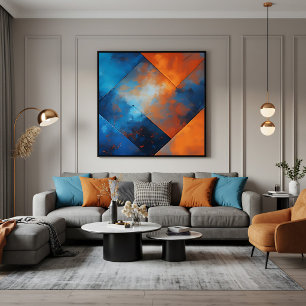 Feuer und blaue Abstraktion Poster