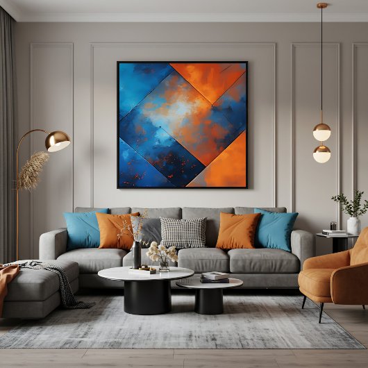 Feuer und blaue Abstraktion Poster
