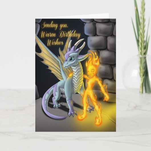 Feuer und Drachenelement Fantasy Geburtstag Karte (Vorderseite)