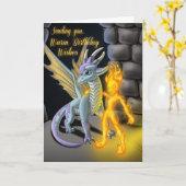 Feuer und Drachenelement Fantasy Geburtstag Karte (Gelbe Blume)