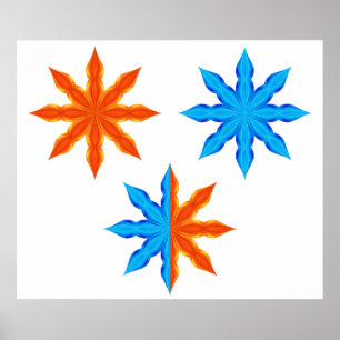 Feuer und Eis Acht-Spitzen-Sterne Poster