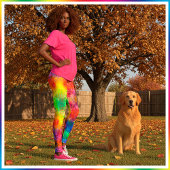[Feuer und Eis] Bright Bold Rainbow Krawatte-Dye Leggings