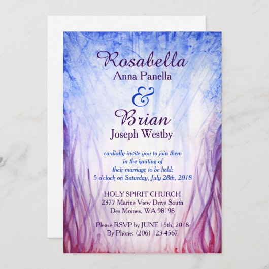 Feuer-und Eis-Hochzeits-Einladung Einladung (Vorne/Hinten)