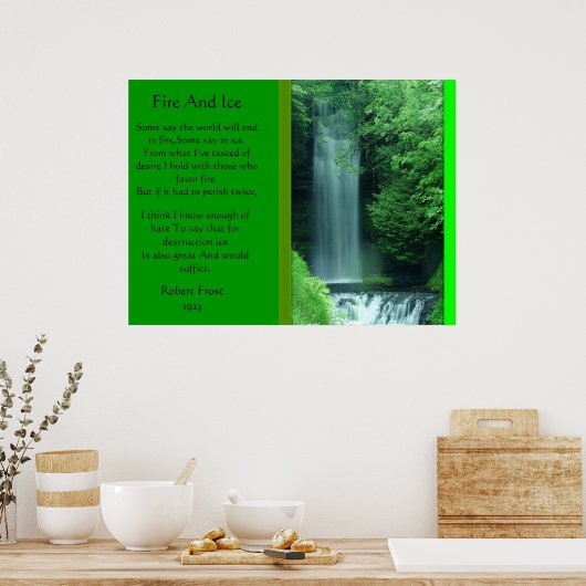 Feuer und Eis mit Wasserfall-Poster Poster (Küche)