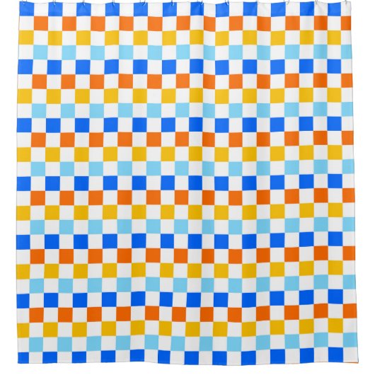 Feuer- und Eis-Schachbrettmuster Duschvorhang (Vorderseite)