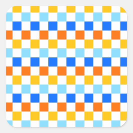 Feuer- und Eis-Schachbrettmuster Quadratischer Aufkleber (Vorderseite)