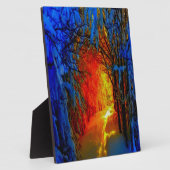 Feuer und Eis Schönes Kunstblau, Orange, Rot Fotoplatte (Seite)