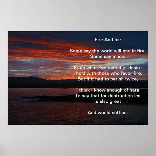 Feuer und Eis über einem brennenden Sonnenschutzmi Poster (Vorne)