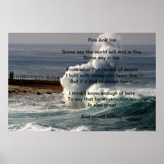 Feuer und Eis über große Welle Poster (Vorne)