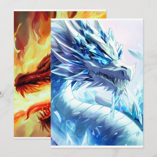 Feuer und Eisdrache Kunst Einladung (Vorne/Hinten)
