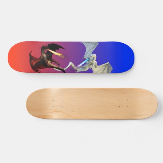 Feuer- und Eisdrachen-Kampf Fliegenbestie Skateboard (Horizontal)