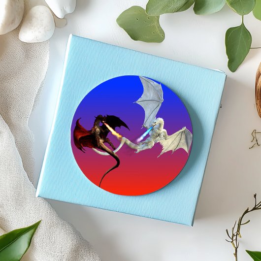 Feuer und Eisdrachen Rotes weißes Feuer Atmen Runder Aufkleber