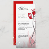 Feuer- und Eishochzeitmenü | Red Silver Rose Menükarte (Vorne/Hinten)