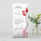 Feuer- und Eishochzeitmenü | Red Silver Rose Menükarte (Stehend Vorderseite)