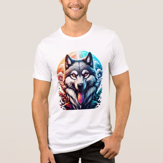 Feuer und Eiswolf | Lebhafte Fantasy Art Tri-Blend Shirt (Vorderseite)