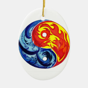 Feuer und Eiszeit Yin-Yang Keramikornament