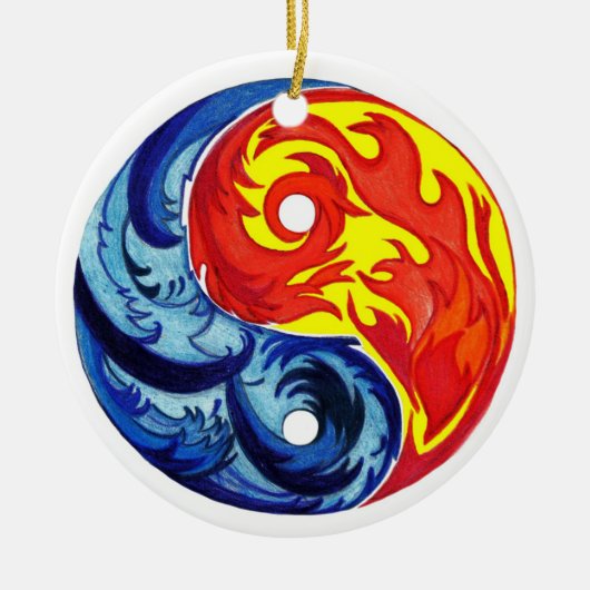 Feuer und Eiszeit Yin-Yang Keramikornament (Vorne)