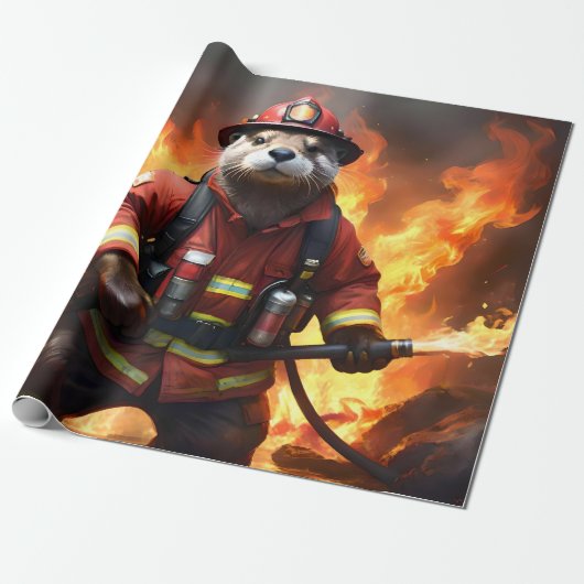 **"Feuer und Flammen: Der Hintergrund des Otter-Fe Geschenkpapier (Ungerollt)