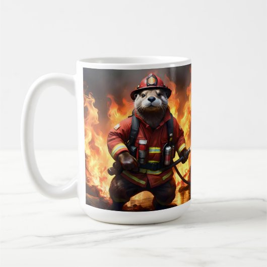 **"Feuer und Flammen: Der Hintergrund des Otter-Fe Kaffeetasse (Links)