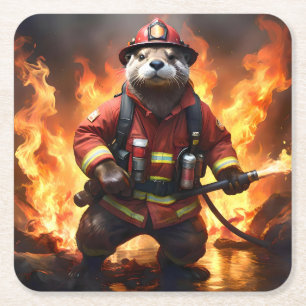 **"Feuer und Flammen: Der Hintergrund des Otter-Fe Rechteckiger Pappuntersetzer