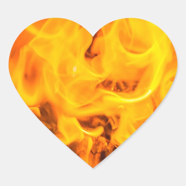 Feuer und Flammen Herz-Aufkleber (Vorderseite)