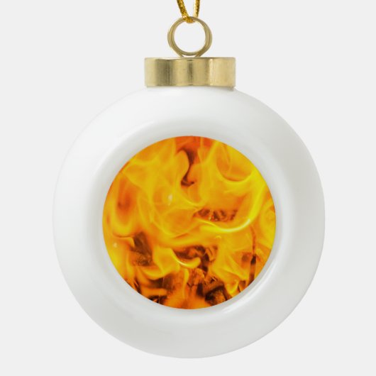 Feuer und Flammen Keramik Kugel-Ornament (Vorderseite)