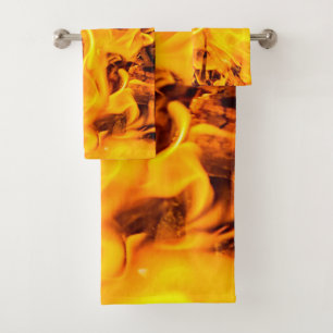 Feuer- und Flammenmuster Badhandtuch Set