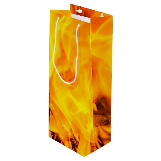 Feuer- und Flammenmuster Geschenktüte Für Weinflaschen (Vorderseite Schrägansicht)